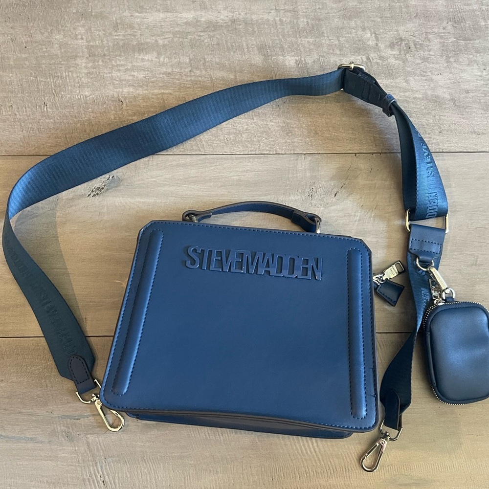 Steve Madden Blue Messenger Bag with Adjustable Strap